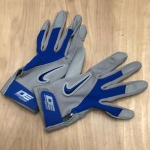 Nike DE Edge Youth Batting Gloves; light gray and royal blue; SZ large